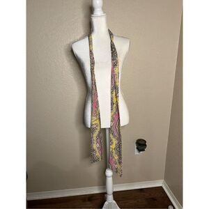 Bright paisley scarf with paisley yellows and pinks - 73in x 4in